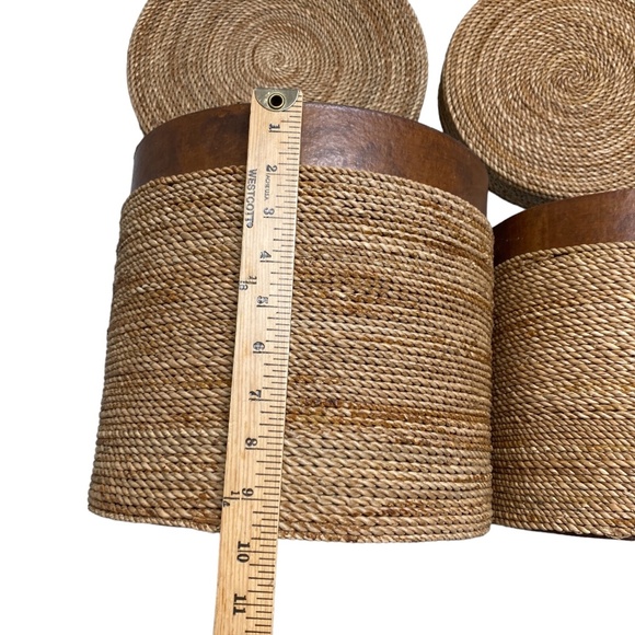 home decor 3 nesting baskets w/ lids containers jute 11" 9" 7" handmade organize - Picture 7 of 16